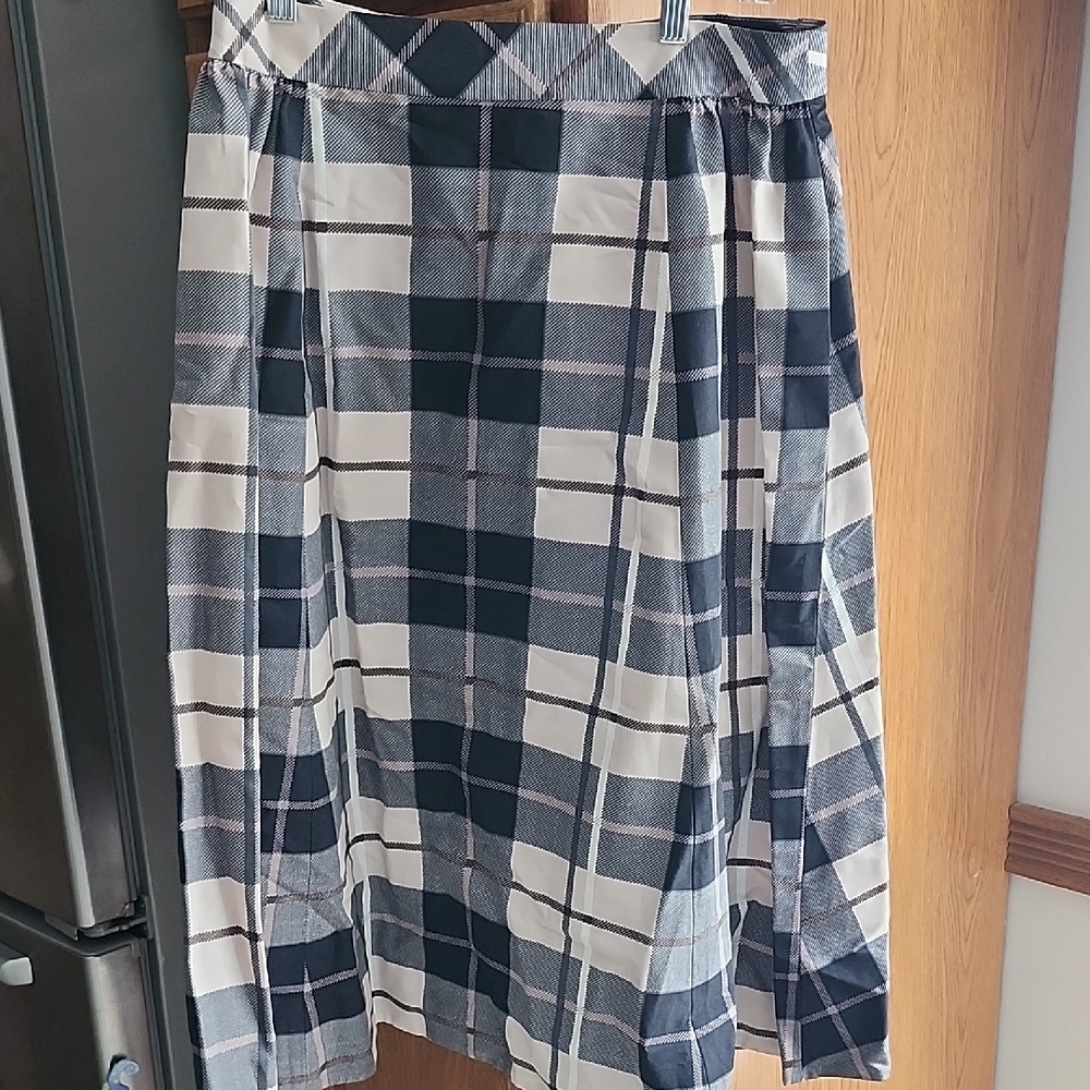 Kate Spade Silk Cotton Blend Plaid  Checkered A-Line Skirt Size 6